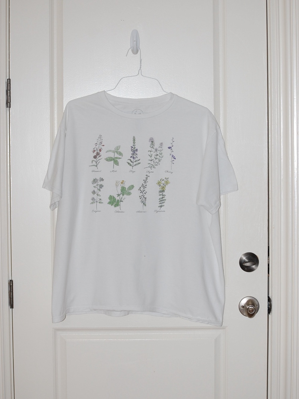 Botanical Print Short Sleeve Tee - White